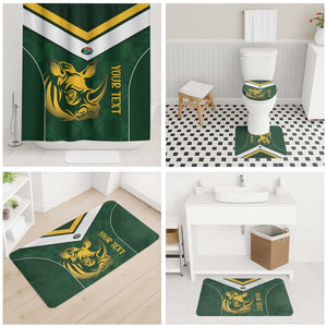 South Africa Rugby Custom Bathroom Set Springboks Kente Rhino Symbol
