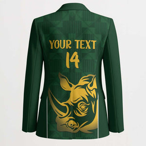 South Africa Rugby Custom Blazer Springboks Kente Rhino Symbol