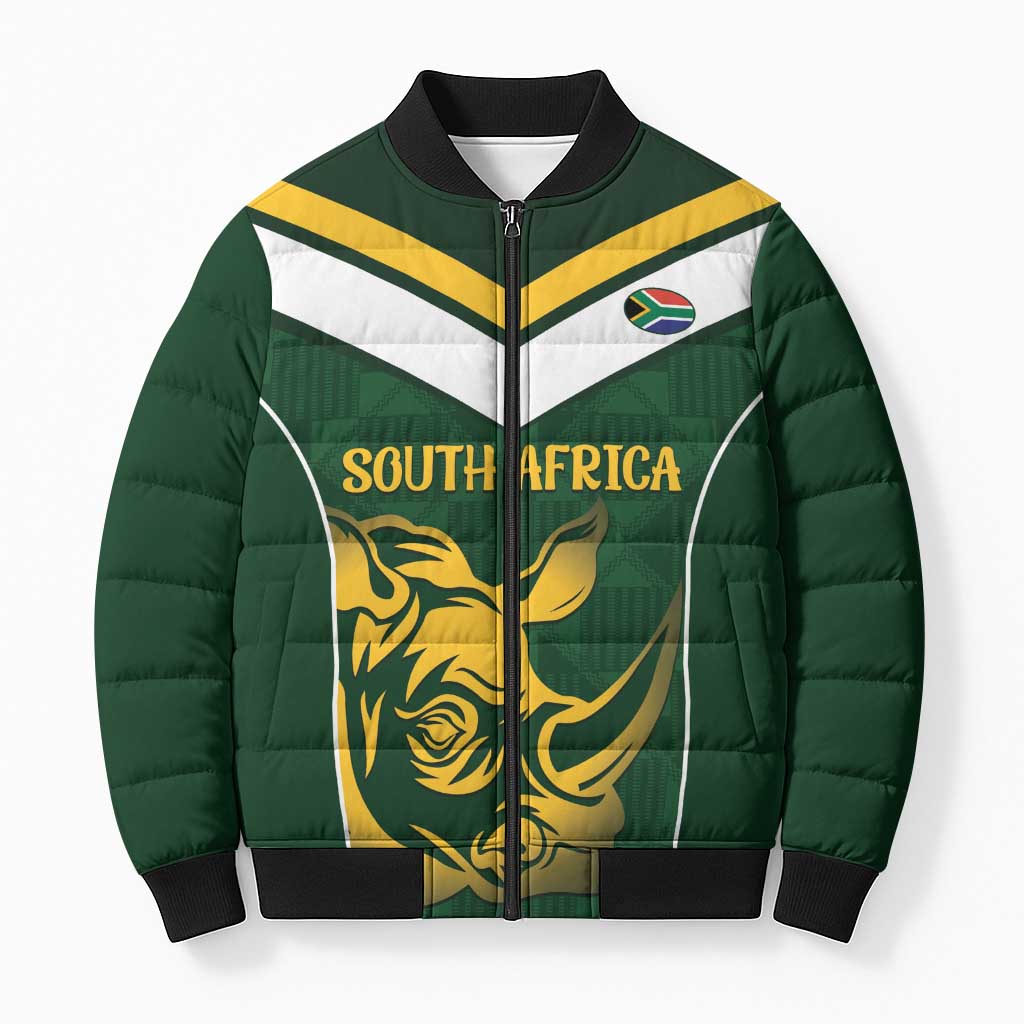 South Africa Rugby Custom Bomber Puffer Jacket Springboks Kente Rhino ...