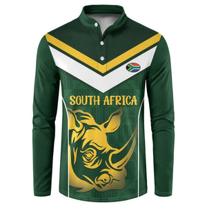 South Africa Rugby Custom Button Sweatshirt Springboks Kente Rhino Symbol