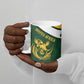 South Africa Rugby Custom Ceramic Mug Springboks Kente Rhino Symbol
