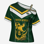 South Africa Rugby Custom Cross Shoulder Shirt Springboks Kente Rhino Symbol
