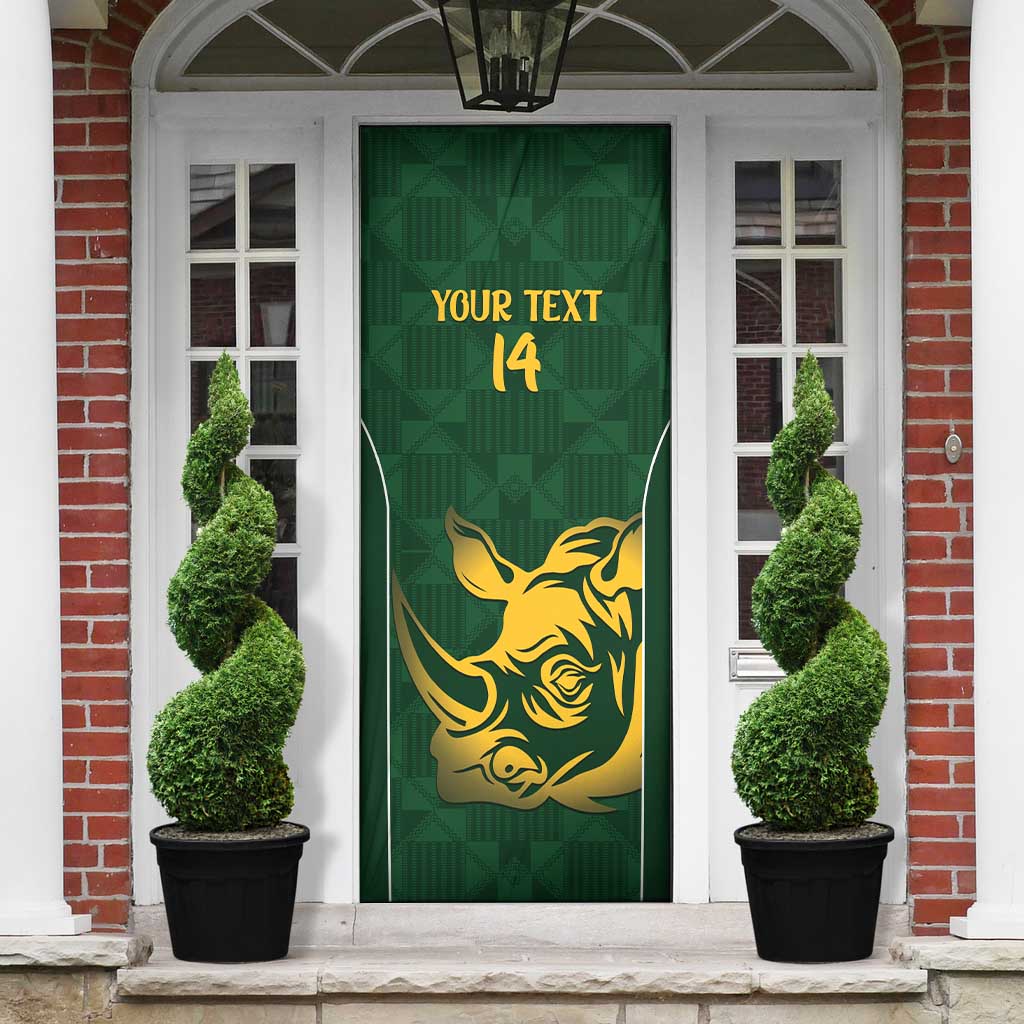 South Africa Rugby Custom Door Cover Springboks Kente Rhino Symbol