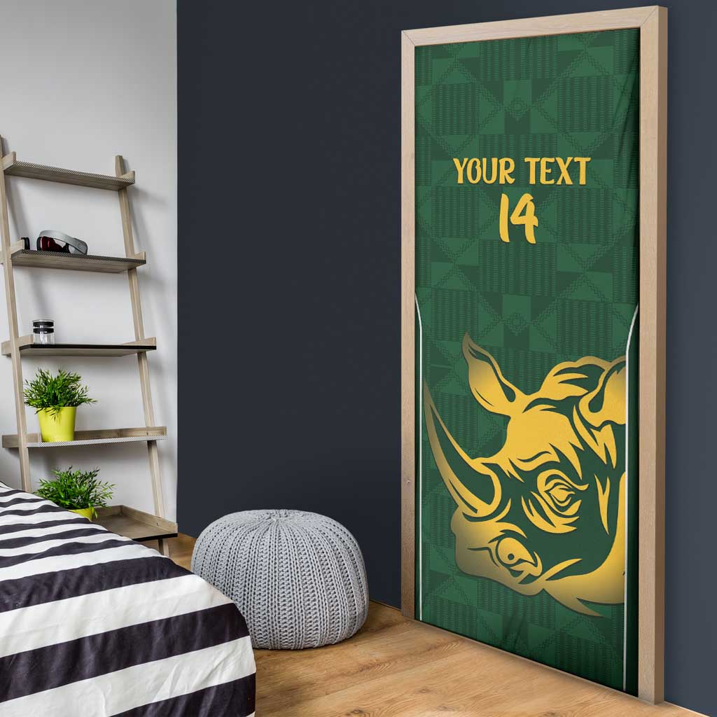South Africa Rugby Custom Door Cover Springboks Kente Rhino Symbol