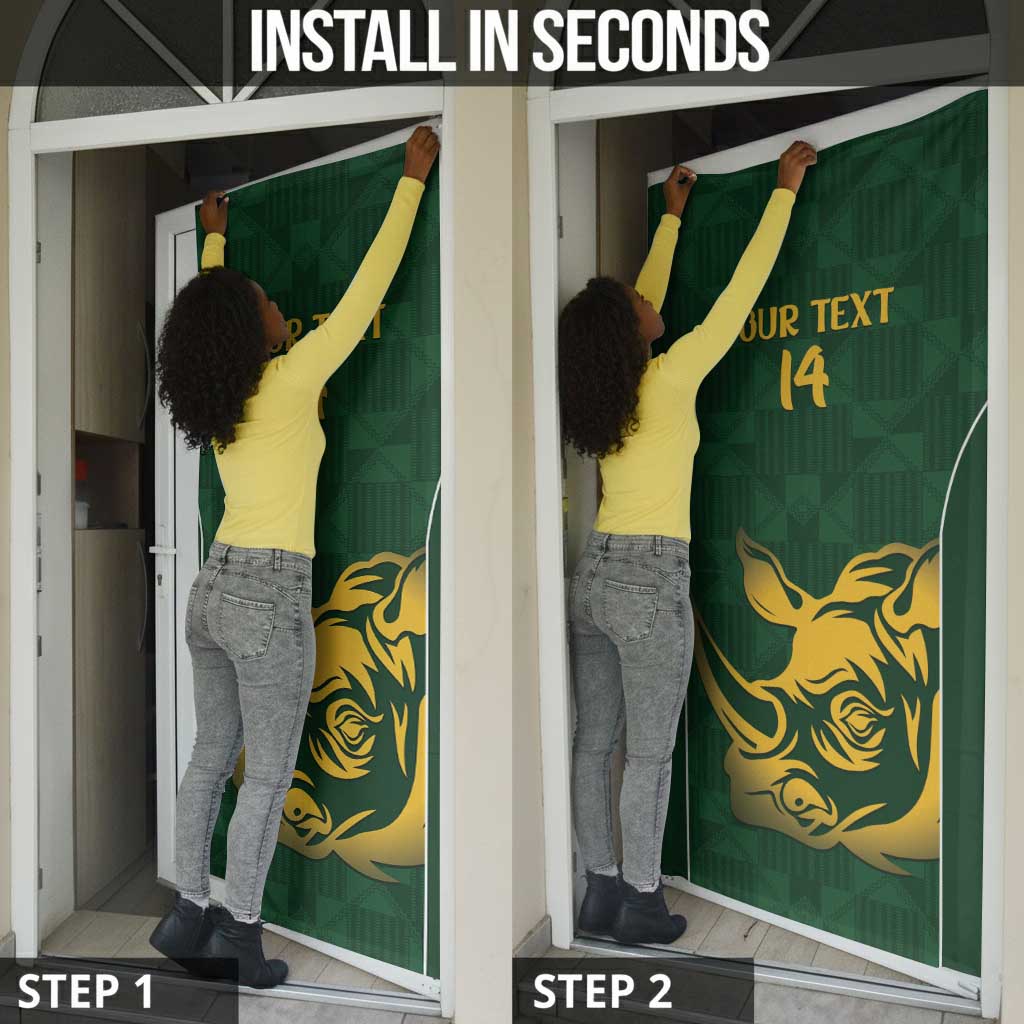 South Africa Rugby Custom Door Cover Springboks Kente Rhino Symbol