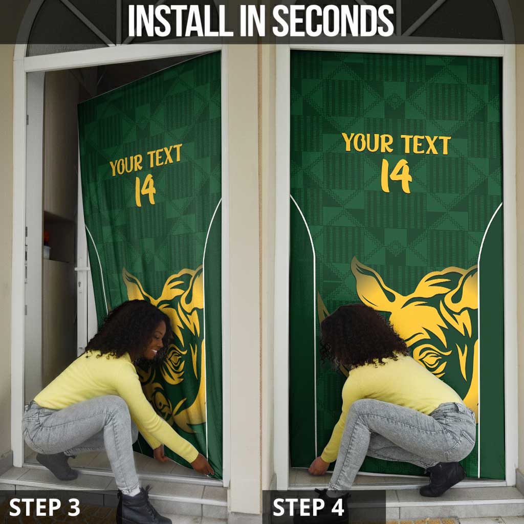 South Africa Rugby Custom Door Cover Springboks Kente Rhino Symbol