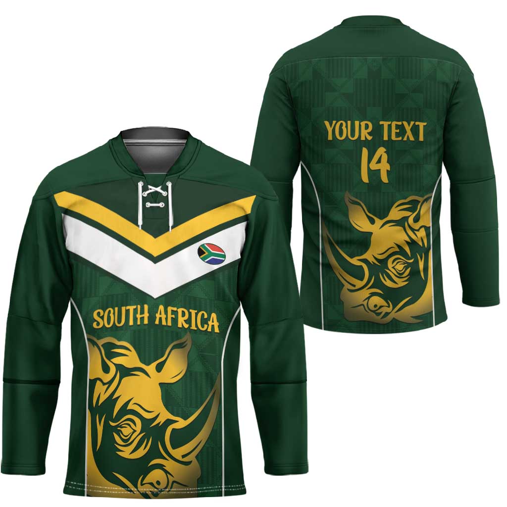 South Africa Rugby Custom Hockey Jersey Springboks Kente Rhino Symbol