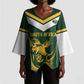 South Africa Rugby Custom Kimono Sleeve Blouse Springboks Kente Rhino Symbol
