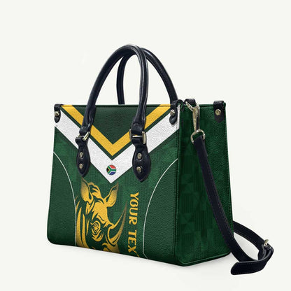 South Africa Rugby Custom Leather Bag Springboks Kente Rhino Symbol