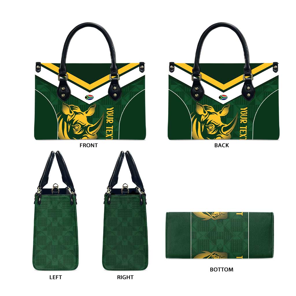 South Africa Rugby Custom Leather Bag Springboks Kente Rhino Symbol