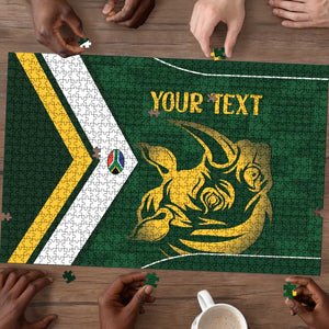 South Africa Rugby Custom Puzzle Springboks Kente Rhino Symbol