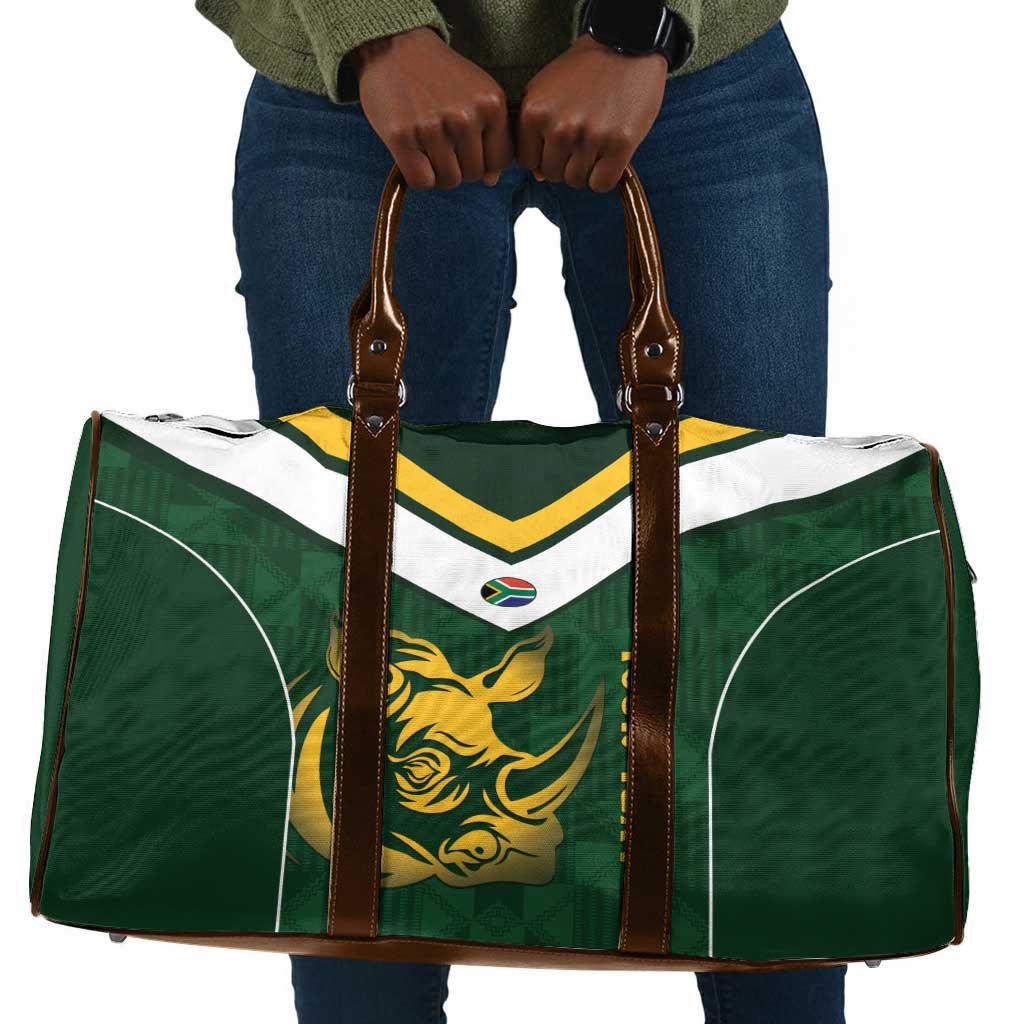 South Africa Rugby Custom Travel Bag Springboks Kente Rhino Symbol