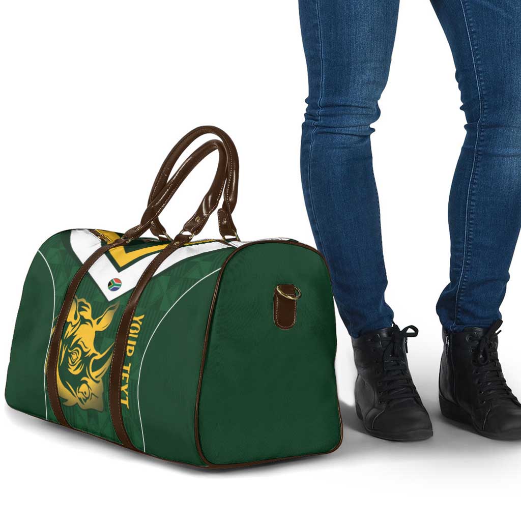 South Africa Rugby Custom Travel Bag Springboks Kente Rhino Symbol