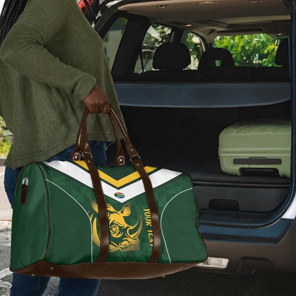 South Africa Rugby Custom Travel Bag Springboks Kente Rhino Symbol
