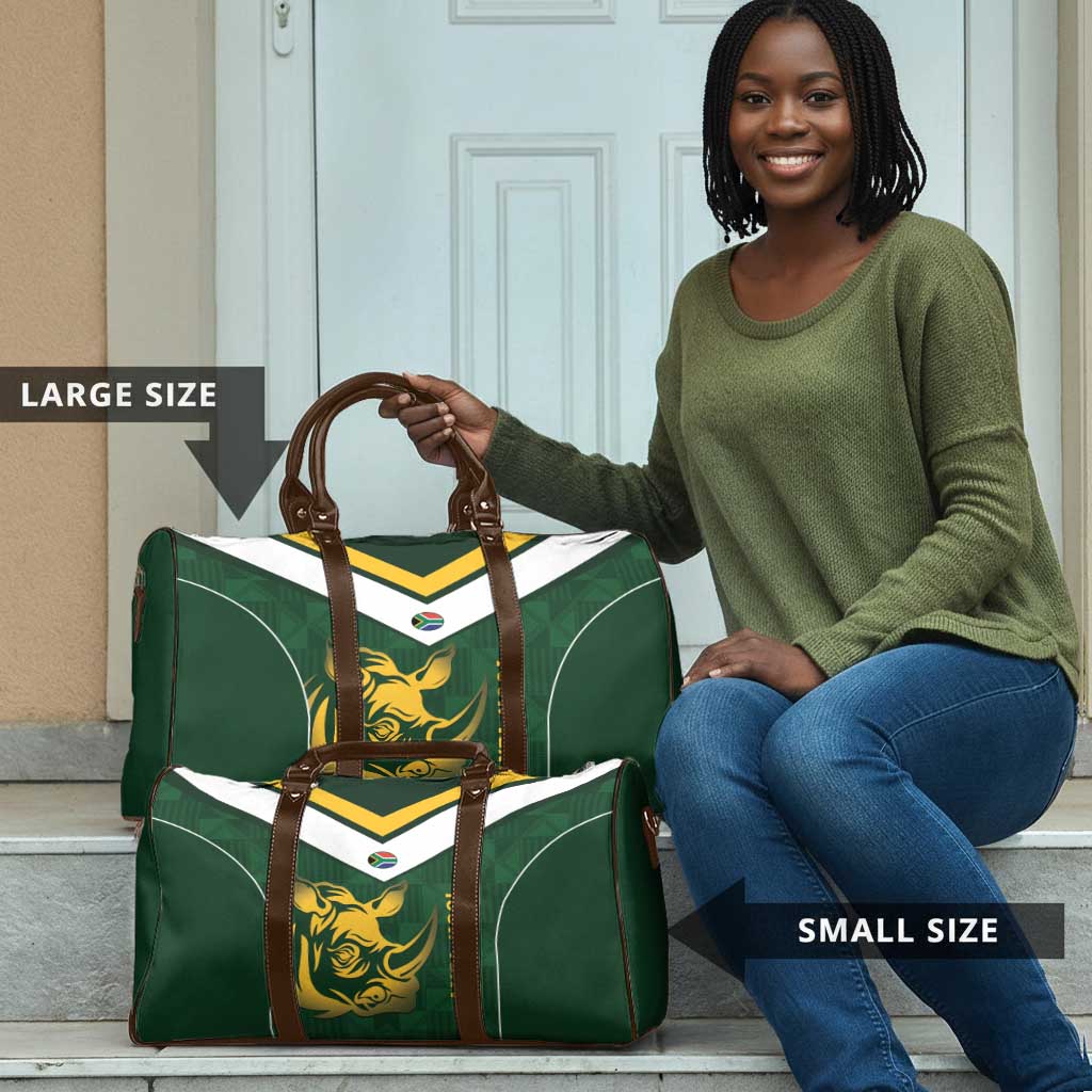 South Africa Rugby Custom Travel Bag Springboks Kente Rhino Symbol