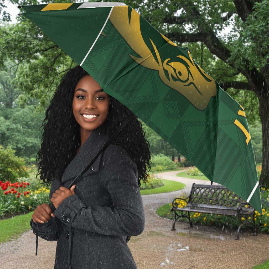South Africa Rugby Custom Umbrella Springboks Kente Rhino Symbol