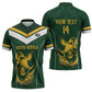 South Africa Rugby Custom Zipper Polo Shirt Springboks Kente Rhino Symbol