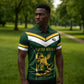 South Africa Rugby Custom Zipper Polo Shirt Springboks Kente Rhino Symbol