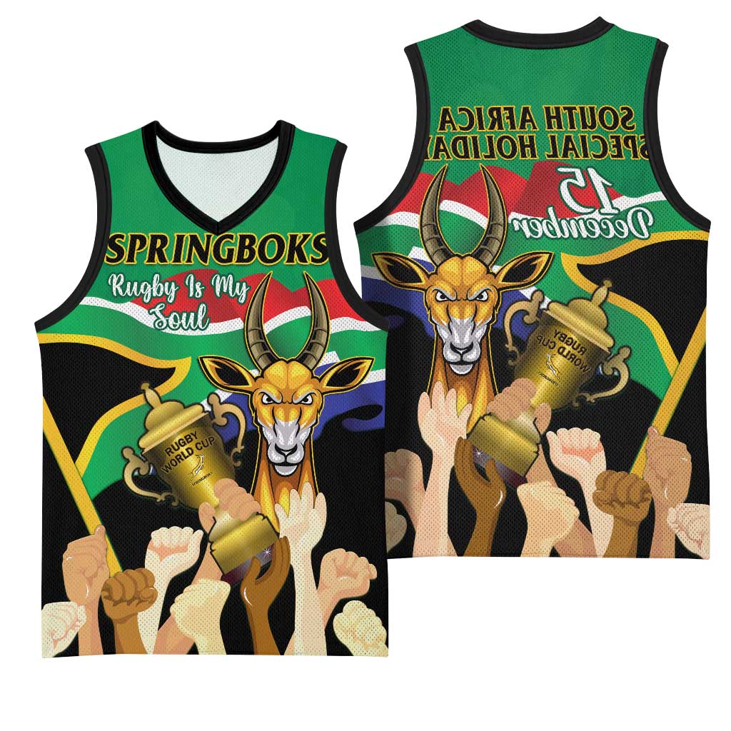 South Africa Special Holiday Basketball Jersey Springboks Champions Celebration Rugby Is My Soul - African Pride