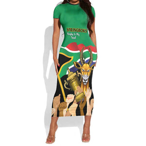 South Africa Special Holiday Short Sleeve Bodycon Dress Springboks Champions Celebration Rugby Is My Soul LT14