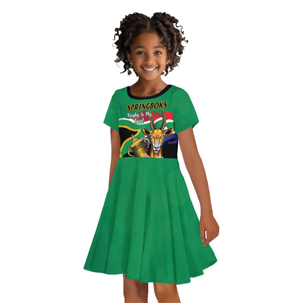 Personalised South Africa Special Holiday Kid Short Sleeve Dress Springboks Champions Celebration Rugby Is My Soul