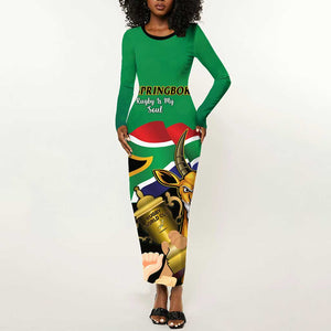Personalised South Africa Special Holiday Long Sleeve Bodycon Dress Springboks Champions Celebration Rugby Is My Soul LT14
