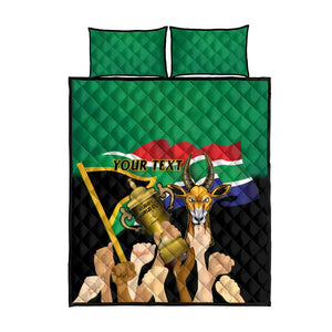 Personalised South Africa Special Holiday Quilt Bed Set Springboks Champions Celebration Rugby Is My Soul