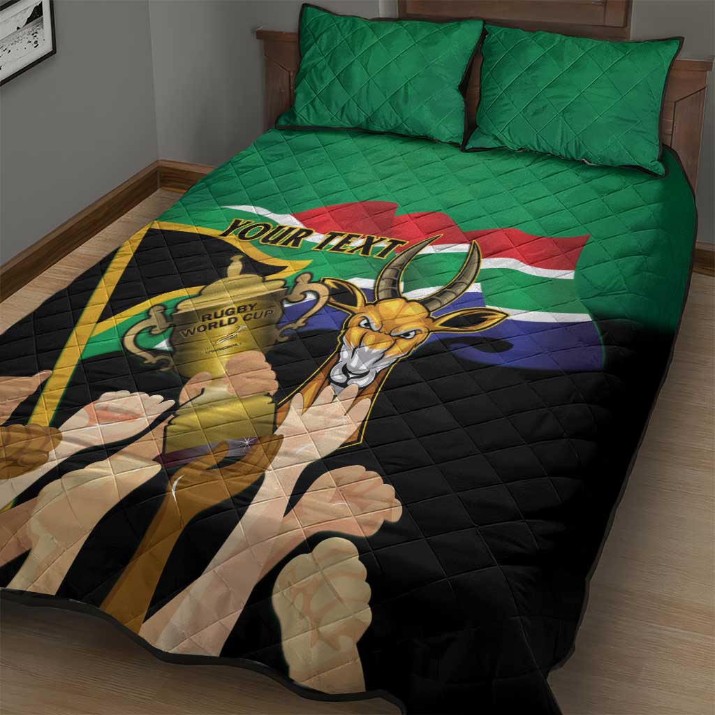 Personalised South Africa Special Holiday Quilt Bed Set Springboks Champions Celebration Rugby Is My Soul