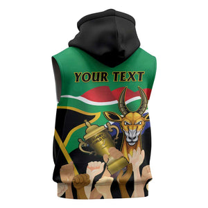Personalised South Africa Special Holiday Sleeveless Zip Hoodie Springboks Champions Celebration Rugby Is My Soul - African Pride