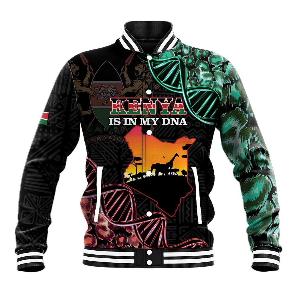 Afro Kenya Baseball Jacket Kenyan Is In My DNA - Jamhuri Day