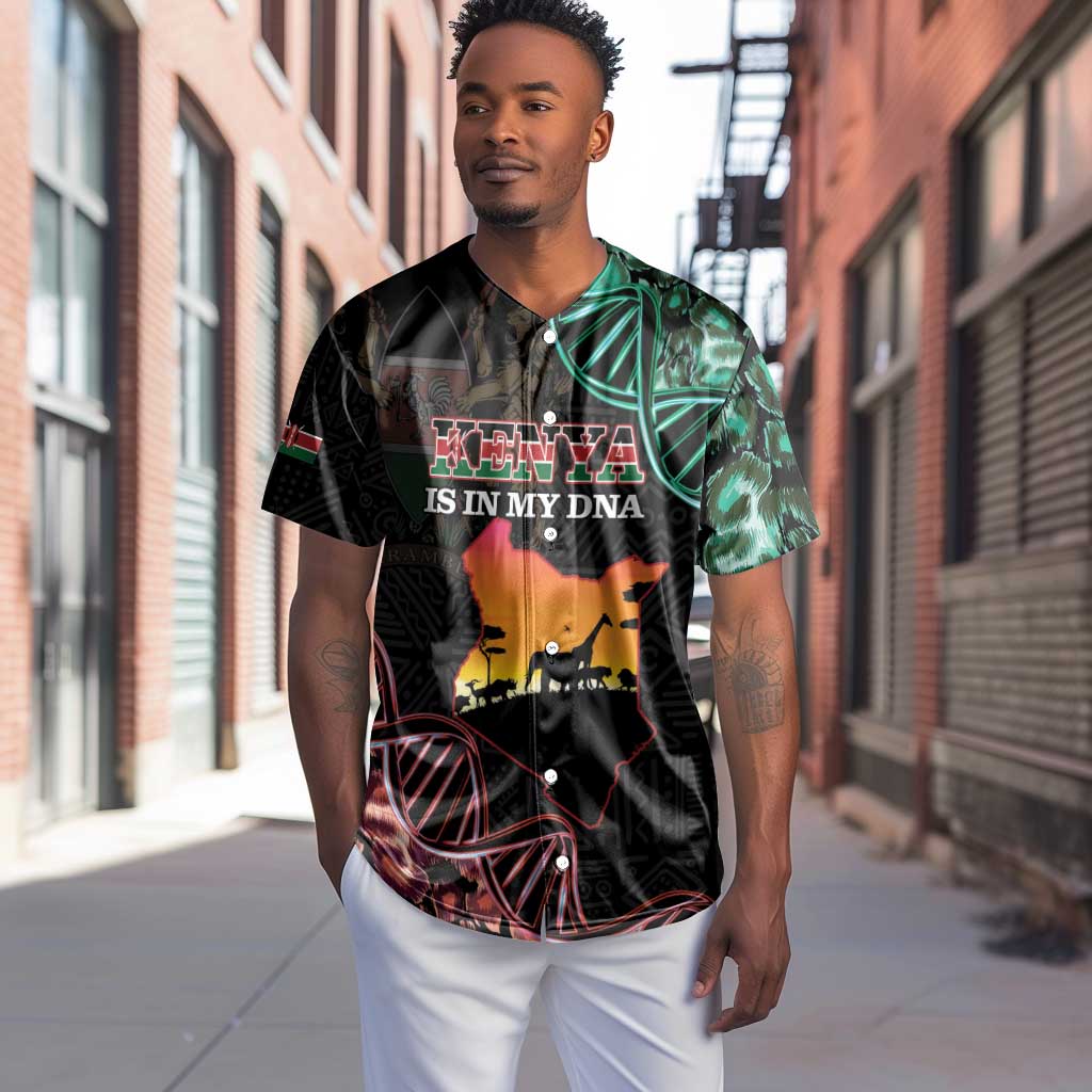 Afro Kenya Baseball Jersey Kenyan Is In My DNA - Jamhuri Day