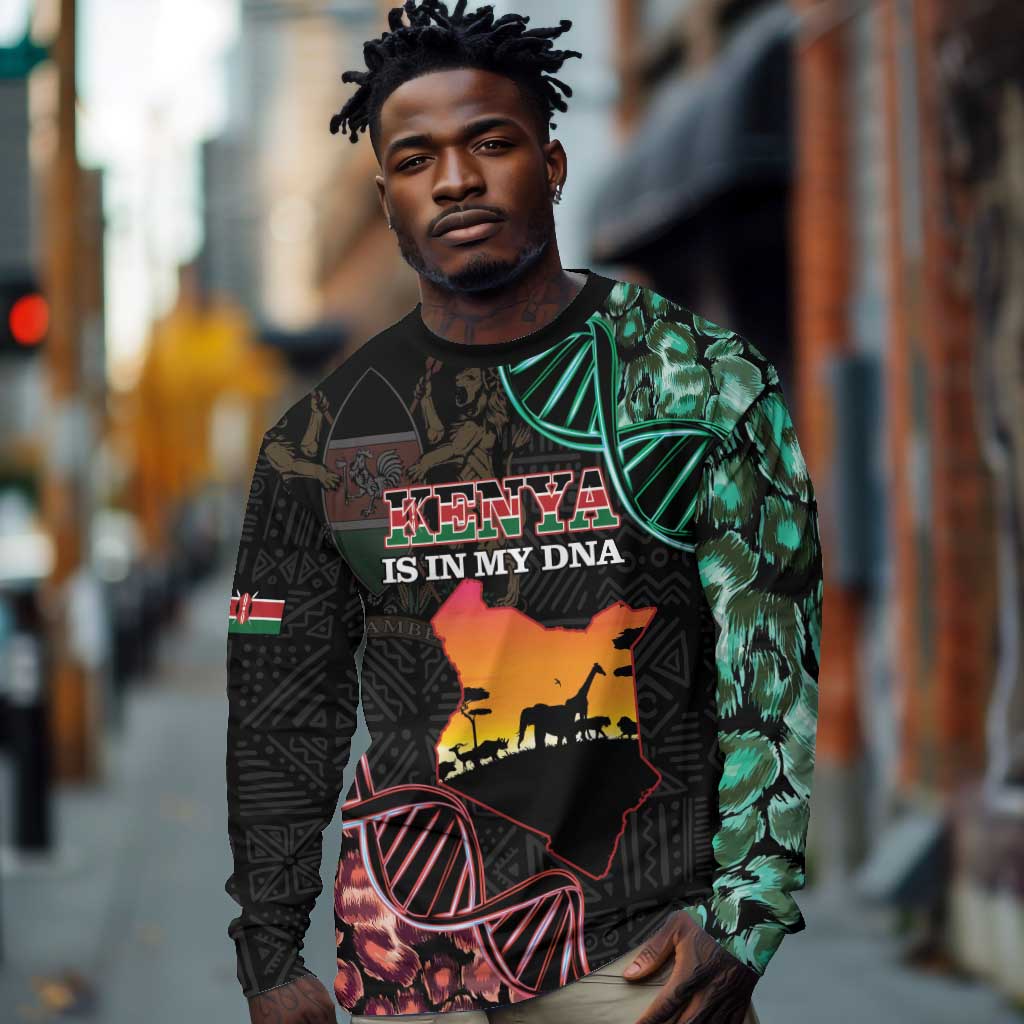 Afro Kenya Long Sleeve Shirt Kenyan Is In My DNA - Jamhuri Day
