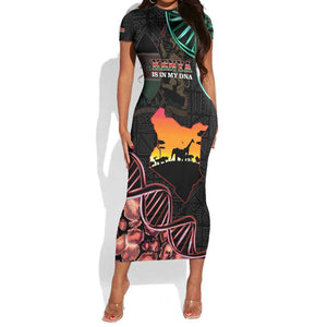 Afro Kenya Short Sleeve Bodycon Dress Kenyan Is In My DNA - Jamhuri Day LT14