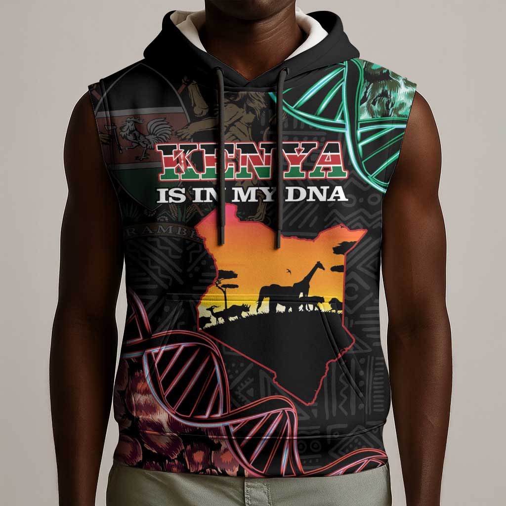 Afro Kenya Sleeveless Hoodie Kenyan Is In My DNA - Jamhuri Day - African Pride
