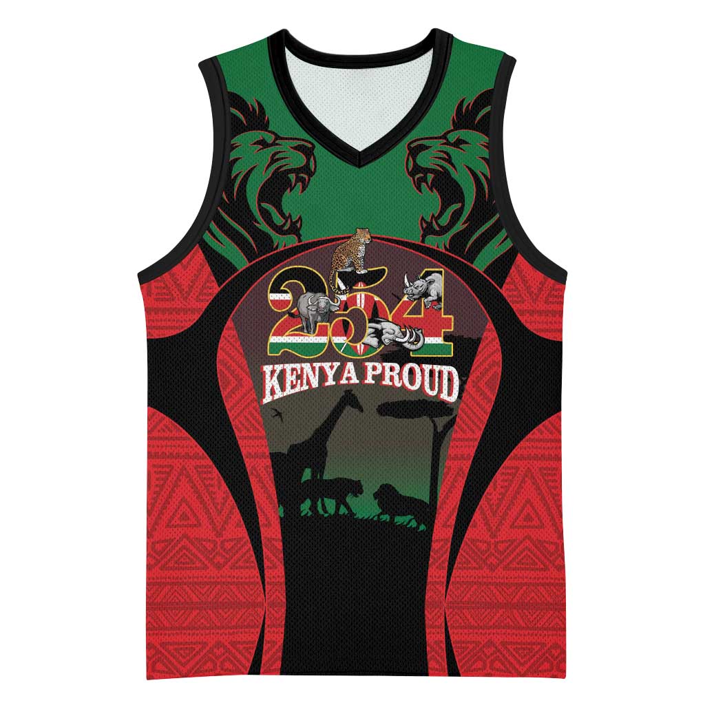 Proud Kenya 254 Basketball Jersey Safari Animals - African Pattern - African Pride