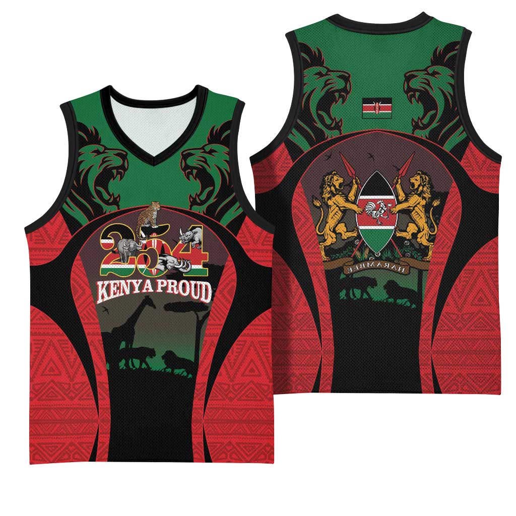 Proud Kenya 254 Basketball Jersey Safari Animals - African Pattern - African Pride