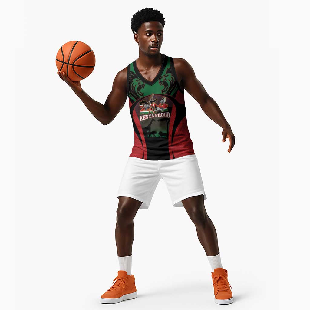 Proud Kenya 254 Basketball Jersey Safari Animals - African Pattern - African Pride