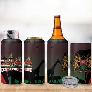 Proud Kenya 254 4 in 1 Can Cooler Tumbler Safari Animals - African Pattern