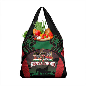 Proud Kenya 254 Grocery Bag Safari Animals - African Pattern