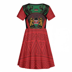 Proud Kenya 254 Kid Short Sleeve Dress Safari Animals - African Pattern