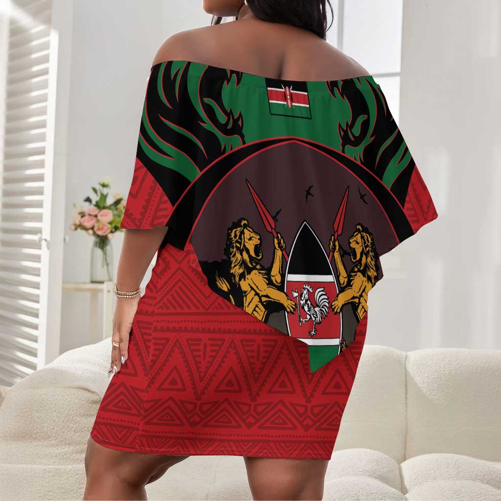 Proud Kenya 254 Off Shoulder Short Dress Safari Animals - African Pattern