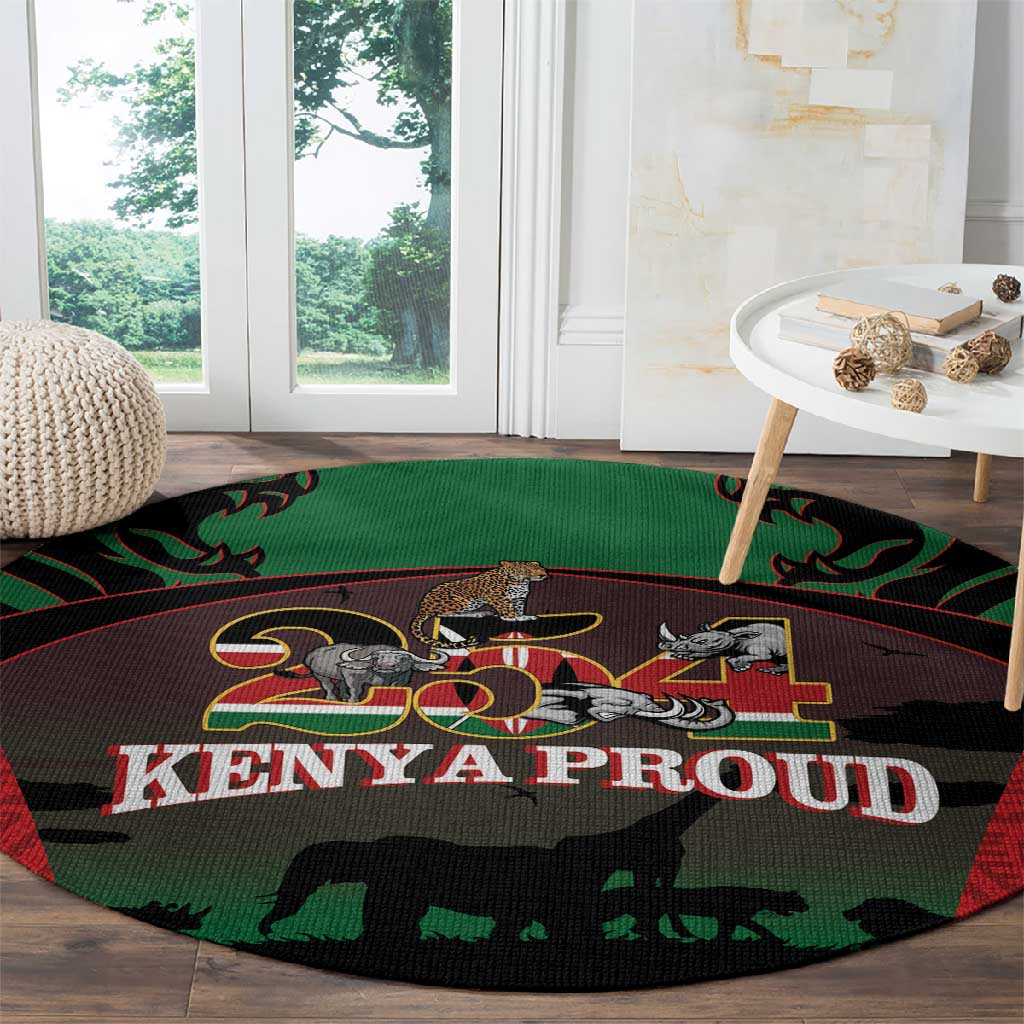 Proud Kenya 254 Round Carpet Safari Animals - African Pattern
