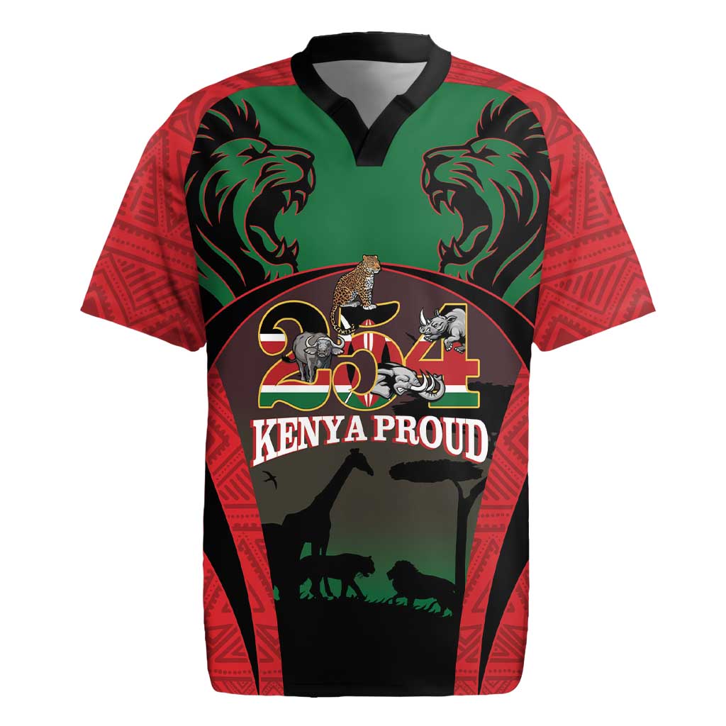 Proud Kenya 254 Rugby Jersey Safari Animals - African Pattern by ...