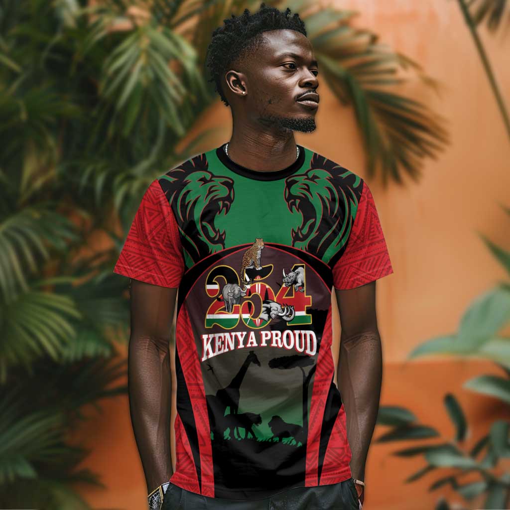 Proud Kenya 254 T shirt Safari Animals - African Pattern