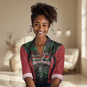 Proud Kenya 254 Women Casual Shirt Safari Animals - African Pattern LT14