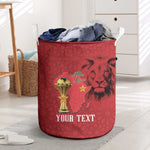 Morocco Football Custom Laundry Basket Atlas Lions Champions African Red Islamic Pattern