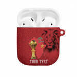 Morocco Football Custom AirPods Case Atlas Lions Champions African Red Islamic Pattern