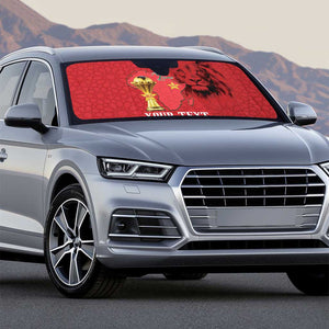 Morocco Football Custom Auto Sun Shade Atlas Lions Champions African Red Islamic Pattern