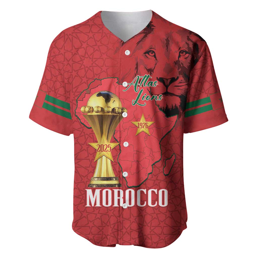 Morocco Football Custom Baseball Jersey Atlas Lions Champions African Red Islamic Pattern