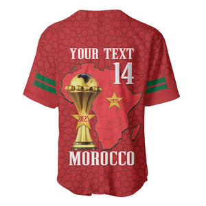 Morocco Football Custom Baseball Jersey Atlas Lions Champions African Red Islamic Pattern